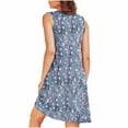 thumbnail image 4 of ALLLIST Midi Ladies Nightgown with Pockets Sleeveless Sleep Dresses Floral Pleated Blue Night Clothes Women Sleepwear, 4 of 7