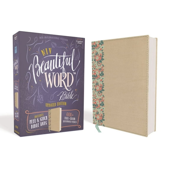 Beautiful Word Niv, Beautiful Word Bible, Updated Edition, Peel/Stick Bible Tabs, Leathersoft Over Board, Gold/Floral, Red Letter, Comf, (Hardcover)