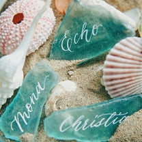 TETOU Blank Irregular Shaped Pieces Sea Glass Place Cards DIY Name Cards for Beach Wedding, Banquets Dinner Party Events Decoration