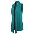 thumbnail image 3 of Made by Olivia Women's [Made in USA] Open Front Draped Waterfall Sleeveless Shawl Cardigan Vest (S-3XL) Jade M, 3 of 4