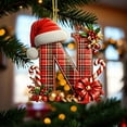 thumbnail image 3 of Christmas Tree Ornaments 2D Acrylic Monogram Pendants With Santa Hat 26 Letters Hanging Decorations For DIY Crafts And Home Decor, 3 of 5