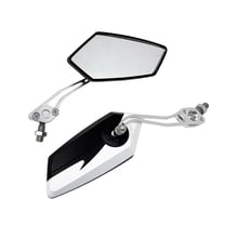 Motorcycle Mirrors Set 10mm Bolt RH/RH Thread Mount (Black / White) fits on Cruisers Suzuki Honda Victory Yamaha and more