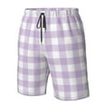 thumbnail image 4 of Pofeuu Purple Checkboard Prin Men's Swim Trunks Quick Dry Bathing Suit Swimming Board Shorts Mesh Lining Beach Swimwear-Large, 4 of 6