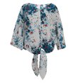 thumbnail image 4 of Pompotops Hauts pour Femmes Mode Sprint Grande Taille Manches Évasées Bandage Chiffon Col en V, 4 of 5