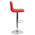 thumbnail image 3 of Contemporary Red Vinyl Adjustable Height Barstool with Horizontal Stitch Back and Chrome Base, 3 of 9