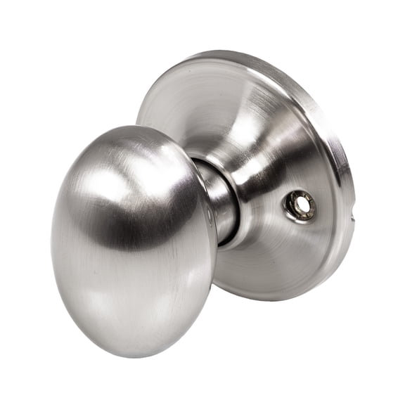 Satin Nickel Egg Dummy Door Knob, Left and Right Hand, Fits 1-3/8 in. to 1-3/4 in. Doors