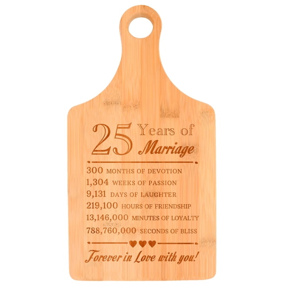 ThisWear 25th Anniversary 25 Years of Marriage Forever in Love Paddle Shaped Bamboo Cutting Board
