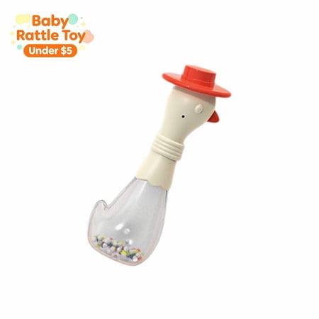Baby Rattle Toy Easy Grip Infant Sensory Shaker Toy Boilable Chewable Hand Rattle Montessori Early Developmental Teether Toy for Toddlers 0 3 6 9 12 24 36 Months Boys Girls Baby Gift White