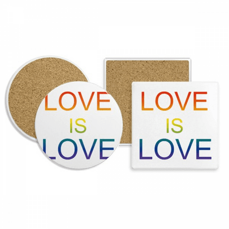 

LGBT Rainbow Flag Love Is Love Coaster Cup Mug Holder Absorbent Stone Cork Base Set