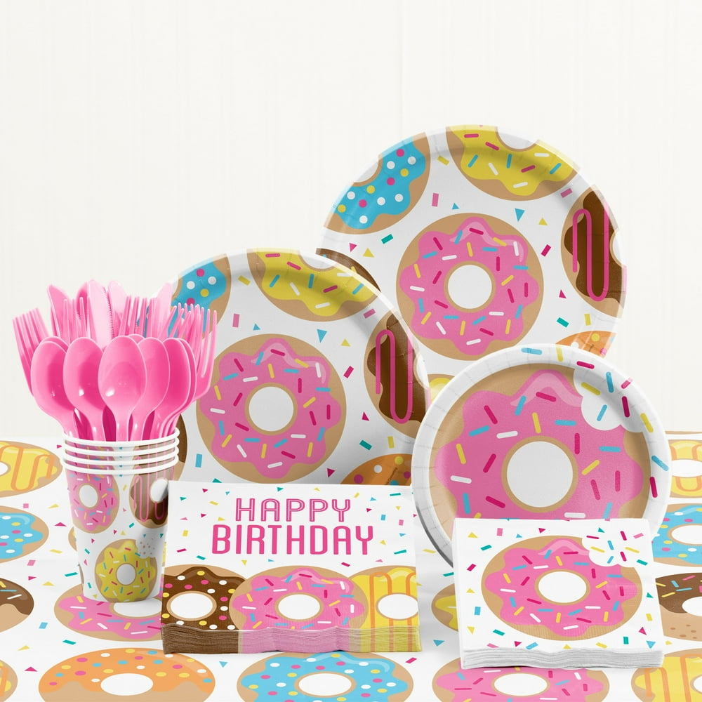 Donut Time Birthday Party Supplies Kit - 8 Guests - Walmart.com