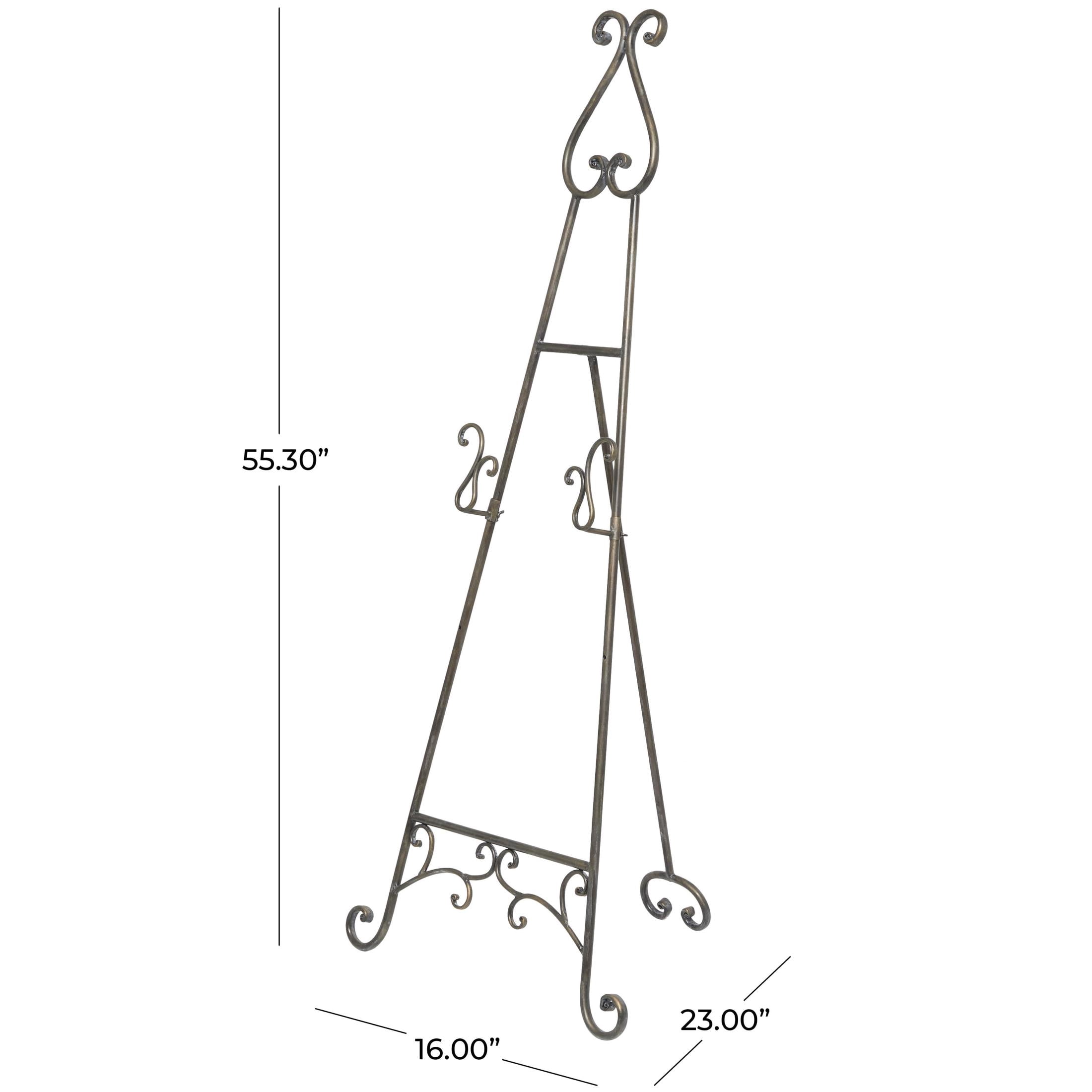 DecMode 16" x 55" Bronze Metal Tall Adjustable Floor 2 Tier Scroll Easel, 1-Piece