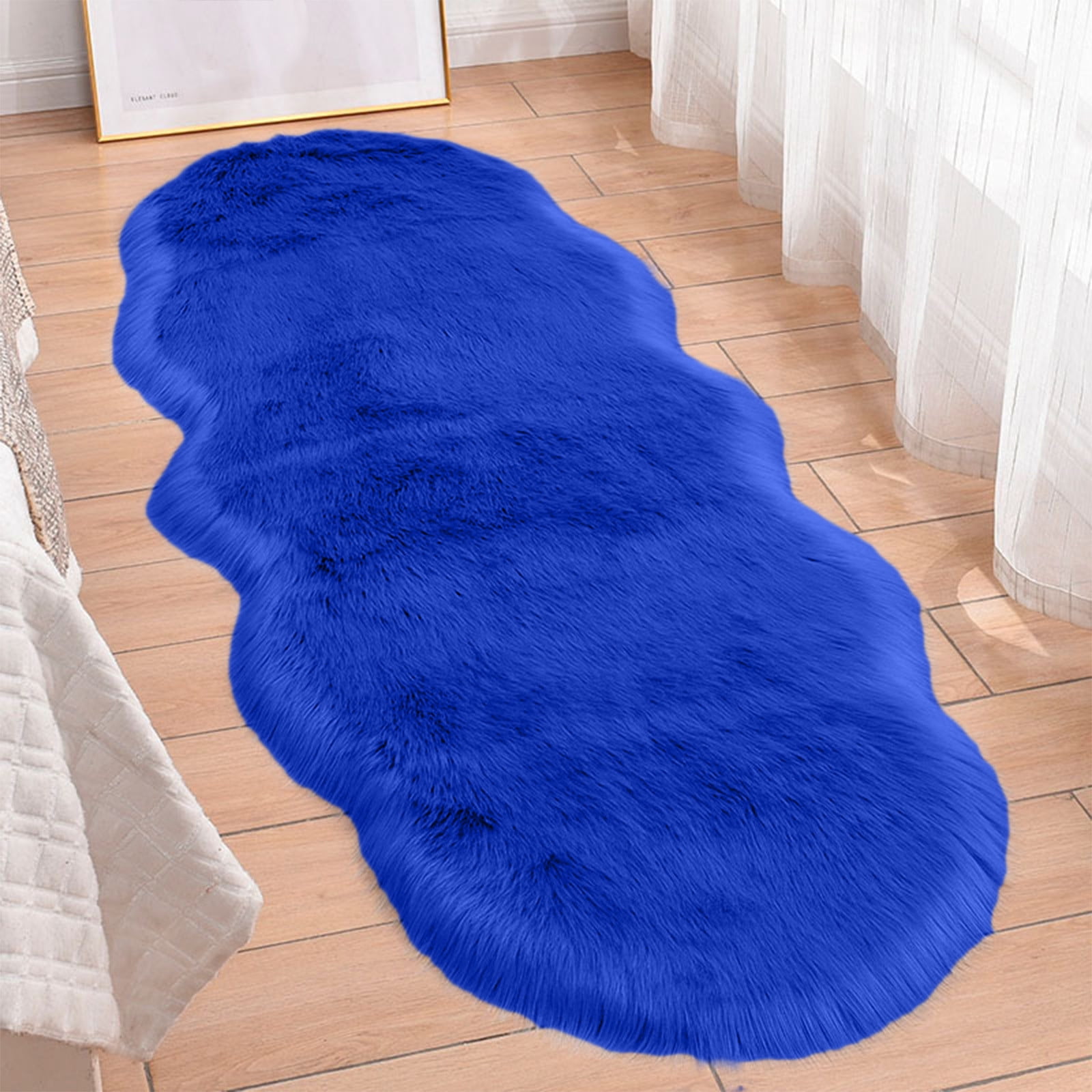 Meitianfacai 55in Extra Large Plush Rug, Ultra Soft Non-Slip Bathroom Carpet & Bedroom Rug, Machine Washable Water Absorbent Floor Mat, 15.6x55.1 Inch(Blue)