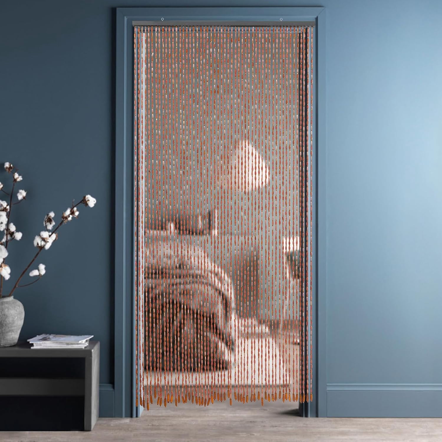 52 Strands 78.74 * 35.43in Bamboo Wood Beaded Door Curtain, Doorway Curtain, Door-Mounted Handmade Natural Drape for Doorway, Wardrobe, Window, Bedroom Door, Bathroom Door