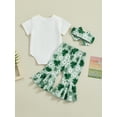Baby Girls Irish Outfits Short Sleeve Romper + Flare Pants + Headband