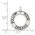 thumbnail image 2 of 925 Sterling Silver Solid Polished Follow Your Dreams Circle Charm 22x10mm Wide Pendant Necklace for Women, 2 of 2