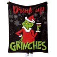 thumbnail image 4 of Manta de franela de Grinch de Año Nuevo: suave y cálida, mantas navideñas mullidas para sofá, cama, aventuras al aire libre, campamentos, comodidad en el automóvil, liquidación de decoraciones navideñ, 4 of 7