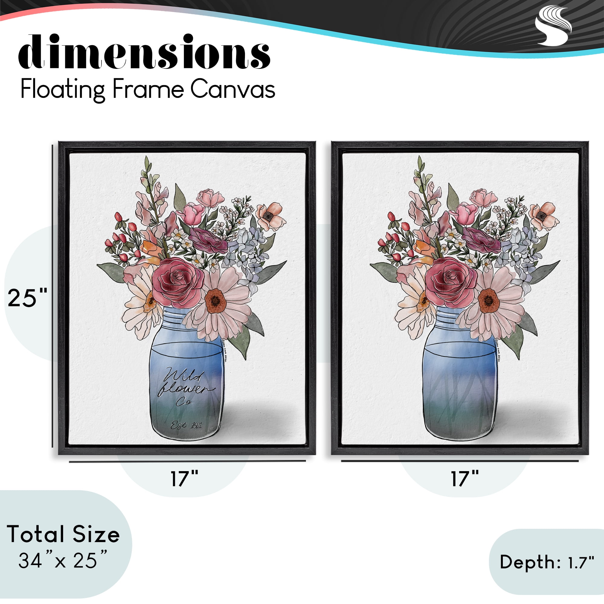 Stupell Industries Farmer's Market Vases 2 Piece Black Framed Floater Canvas Set, design by Alisha Kiara Design