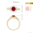 thumbnail image 5 of ANGARA Natural Aeon Vintage Style 1 ct Ruby & Diamond Floral Halo Three Stone Engagement Ring in 14K Yellow Gold for Women (Size-6mm) | July Birthstone Jewelry for Her | Natural Ruby Rings, 5 of 10