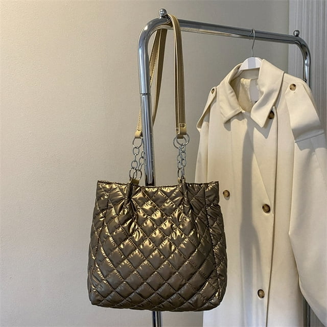 Autumn Winter Ladies Handbags Quilted Top-handle Bags Chain Solid Travel Satchel