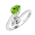 thumbnail image 2 of Sterling Silver with Natural Peridot and White Topaz Bypass Ring, 2 of 3