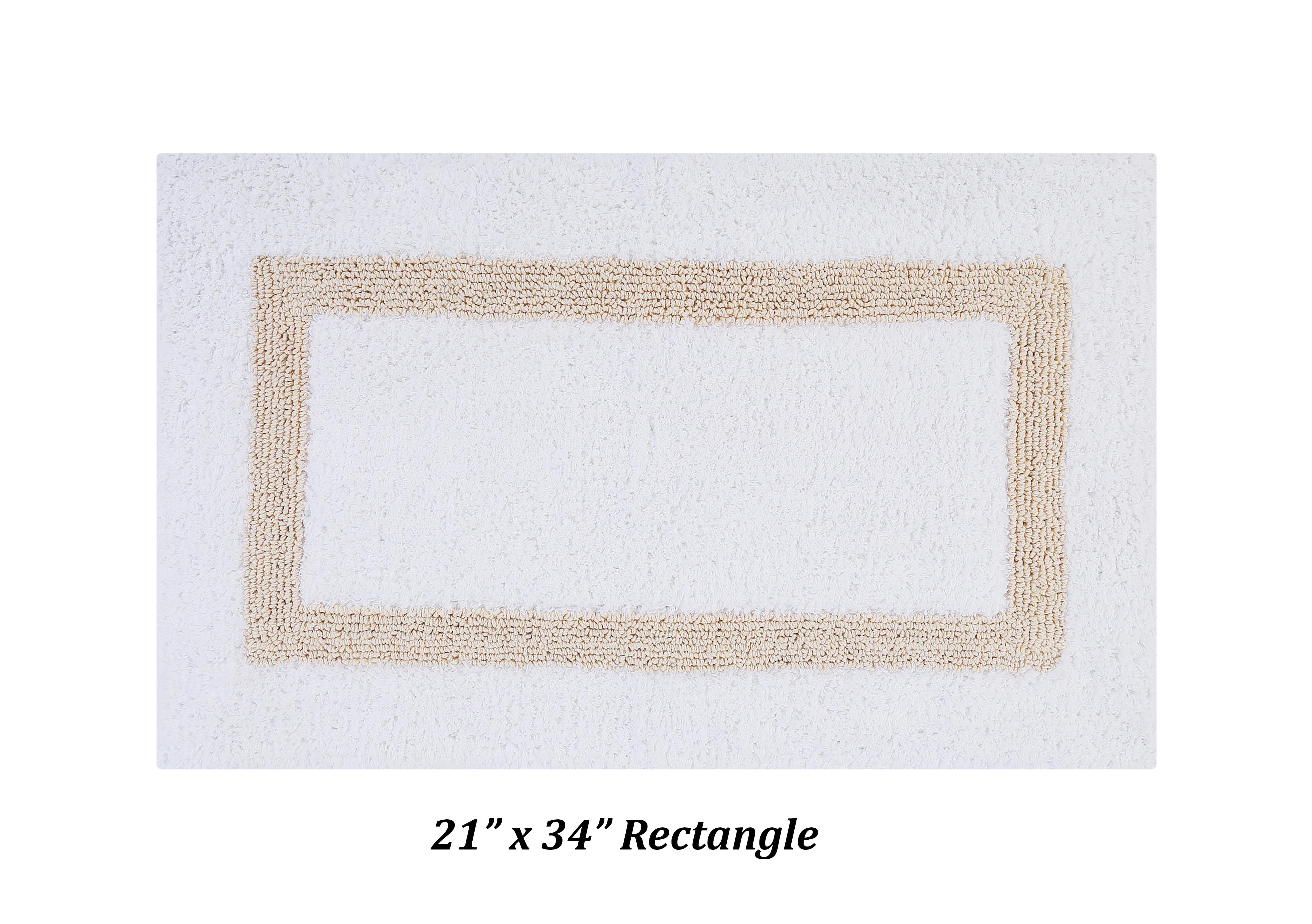Better Trends 3 Piece Bathroom Rugs Set 100% Cotton Soft Bath Mat Water Absorbent, Reversible, Machine Washable for Home, Bathroom Decor Toilet Base Contour Mat, Hotel Collection - White/Sand