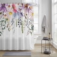 thumbnail image 3 of Spring Wildflowers Shower Curtain, Summer Pink Purple Floral Green Leaves Waterproof Shower Curtain Set with 12 Hooks Lightweight Bath Curtains Fabric Bathroom Decor 72x72 Inches, 3 of 9