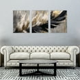thumbnail image 2 of Abstract drawing of leaf with black and gold strokes on grey background set of 3 12x16inch each panel canvas wall art stretched on wood frame, 2 of 7