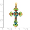 thumbnail image 3 of 14K Yellow Gold Multi Color Enameled Cross Charm Made In United States k8641, 3 of 5