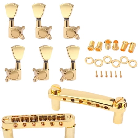 A Set Gold String Saddle Tune-O- Bridge&Tailpiece For Gb Lp Style Electric Guitar G5036