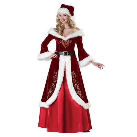 Women's Deluxe Costume Mrs. Claus Clothing Cosplay Suit for