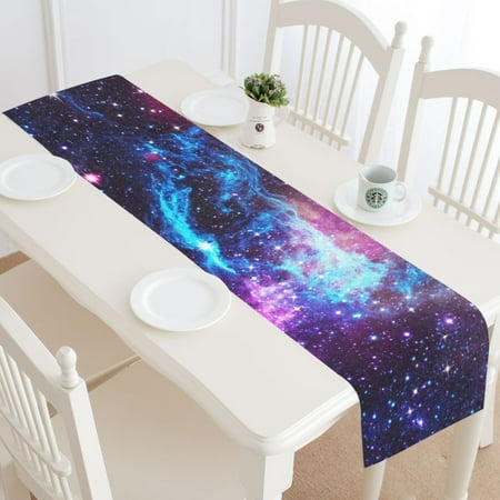 

MYPOP Galaxy Space Table Runner Home Decor 16x72 Inch Universe Nebula Cloud Table Cloth Runner for Wedding Party Banquet Decoration