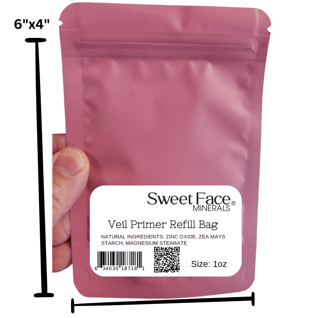 VEIL PRIMER BULK POWDER (1oz Refill Pouch) Matte Loose Minerals SPF 20 Oil Control Blurs Bare Face Extends Makeup Wear Melts Clear for Flawless Prep Before and Illuminating Setting Finish After