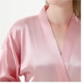 thumbnail image 5 of LYMAYTER Women Casual Bathrobe Fashion Solid Color Soft Sleepwear Summer Satin Long Robes M-2XL, 5 of 9