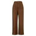 thumbnail image 4 of Enjoytime Women's Pants Corduroy Solid Color Elastic High Waist Straight Leg Pants Casual Vintage Comfy Trousers with Pockets Brown XL, 4 of 8
