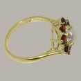 thumbnail image 4 of LBG British Made 10k Yellow Gold Cultured Pearl & Garnet Womens Promise Ring - 33 size options - Size 9.5, 4 of 6