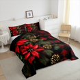 thumbnail image 3 of jejeloiu Christmas Flower Floral Queen Comforter Set,Red Geometric Plaid Bedding Sets,Rustic Farmhouse Cabin Bedding Comforter Set For Men Women,Breathable Home Decor Reversible,3pcs, 3 of 8