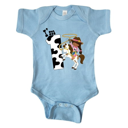 

Inktastic I m One-cowgirl riding horse birthday Gift Baby Girl Bodysuit