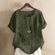 thumbnail image 5 of Camisetas de Manga Corta para las Mujeres Impreso Botón de Manga Corta Camiseta Blusa Poliéster, Ropa Casual Mirar Superior para las Mujeres, 5 of 8