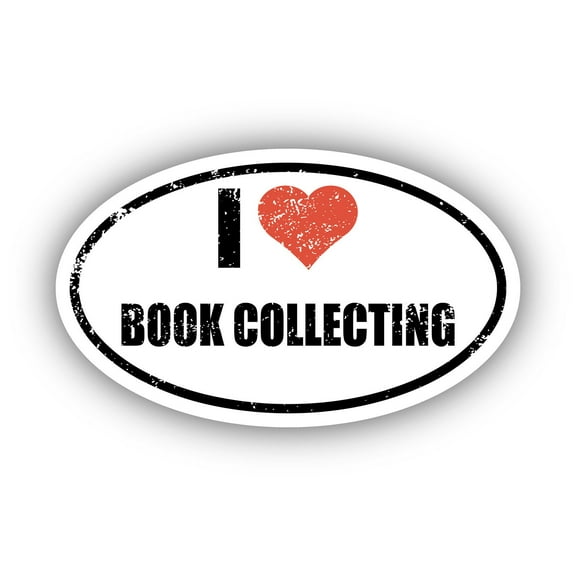 I Love Book Collecting I Heart Euro Oval Sticker Vinyl 3M Decal 3 In x 5 In