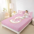 thumbnail image 4 of Homewish Initial S Letter Twin Sheet Sets, Girly Pink Stripes Abstract Twin Fitted Sheet, Princess Cartoon Bowknot Flat Sheet, Microfiber Bedroom Decor, 3 Pieces, 4 of 7