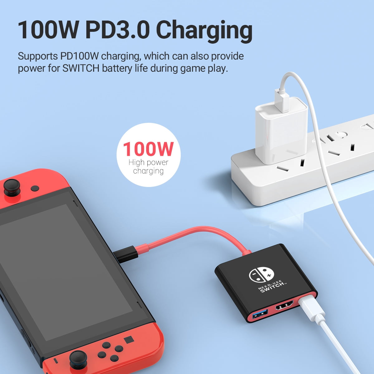 DOONJIEY Portable Switch TV Dock Station 3 in 1 USB-C Hub with 4K HDTV,USB3.0,PD 100W Ports for Nintendo Switch/OLED Steam Deck Mac Pro