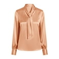 thumbnail image 6 of Outfmvch Womens Silk Blouses Dress Blouses Tops Satin Shirts for Women Orange Blouse Brown Shirt Women Formal Tops Satin Blouses for Women Orange L, 6 of 6