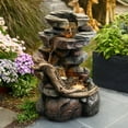 thumbnail image 2 of LuxenHome Resin Stacked Rock Waterfall Outdoor Fountain with LED Lights, 2 of 10