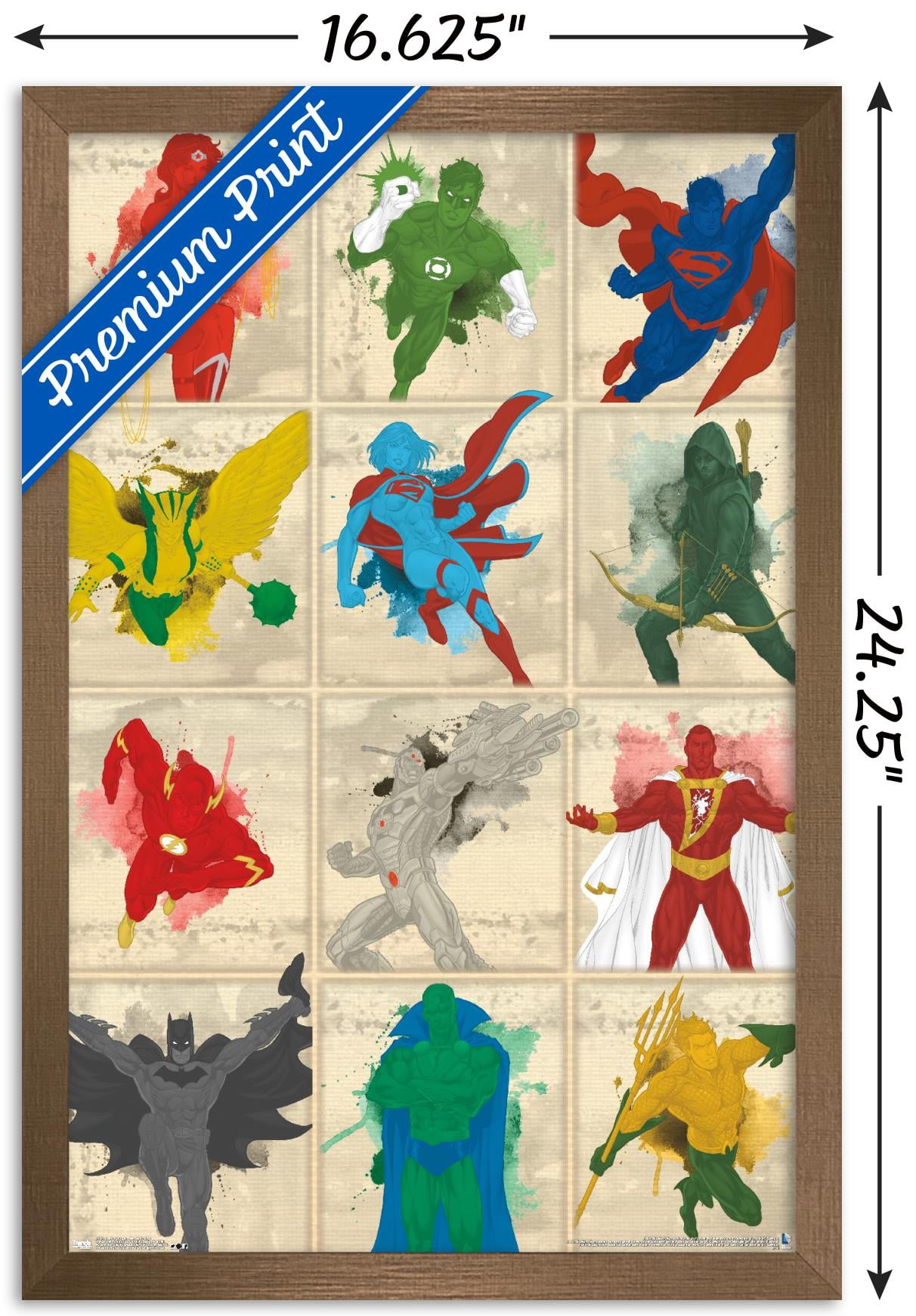 DC Comics - Justice League - Simplistic Grid Wall Poster, 14.725" x 22.375", Framed
