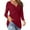 Burgundy, variant on Women Long Sleeve Slim Fit V-neck Solid Color Knot Shirt Tops