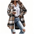 thumbnail image 6 of Perfectbot Women's Long Plaid Flannel Shacket Wool Blend Long Sleeve Casual Fall Jacket, 6 of 7