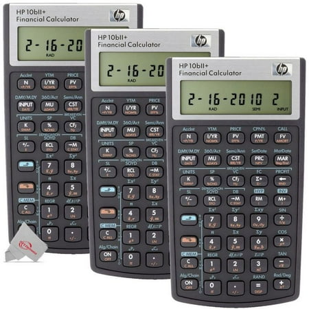 Three Pck HP 10bII+ Financial Calculator Black