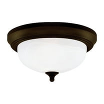 Westinghouse 6429100 Two-Light Flush-Mount Interior Ceiling Fixture, Oil Rubbed Bronze Finish with Frosted White Alabaster Glass