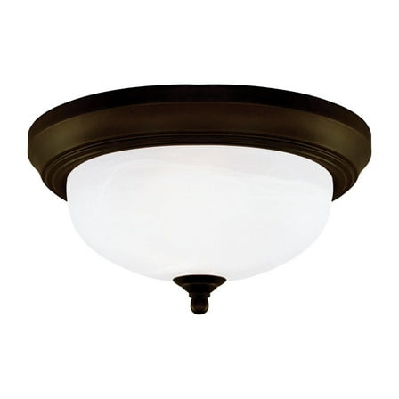 Westinghouse 6429100 Two-Light Flush-Mount Interior Ceiling Fixture, Oil Rubbed Bronze Finish with Frosted White Alabaster Glass
