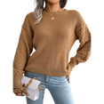 thumbnail image 2 of Chandail d'Hiver pour Femmes, Chandail Décontracté à Manches Longues, Col Rond, Ample, Tricoté Épais, Khaki m, 2 of 9